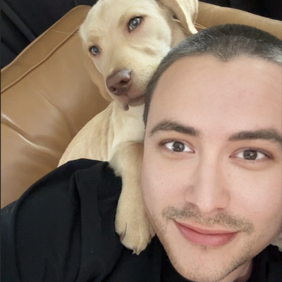 A photo of me with my doggo Jake.